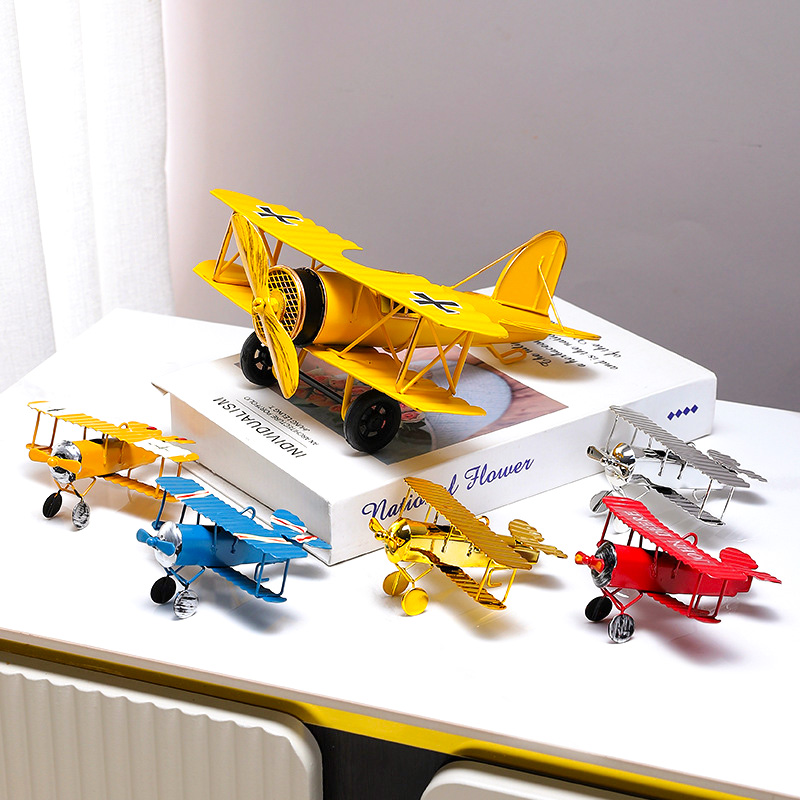 Vintage Collectible Christmas Ornaments - Vintage Metal Airplane Model Retro Iron