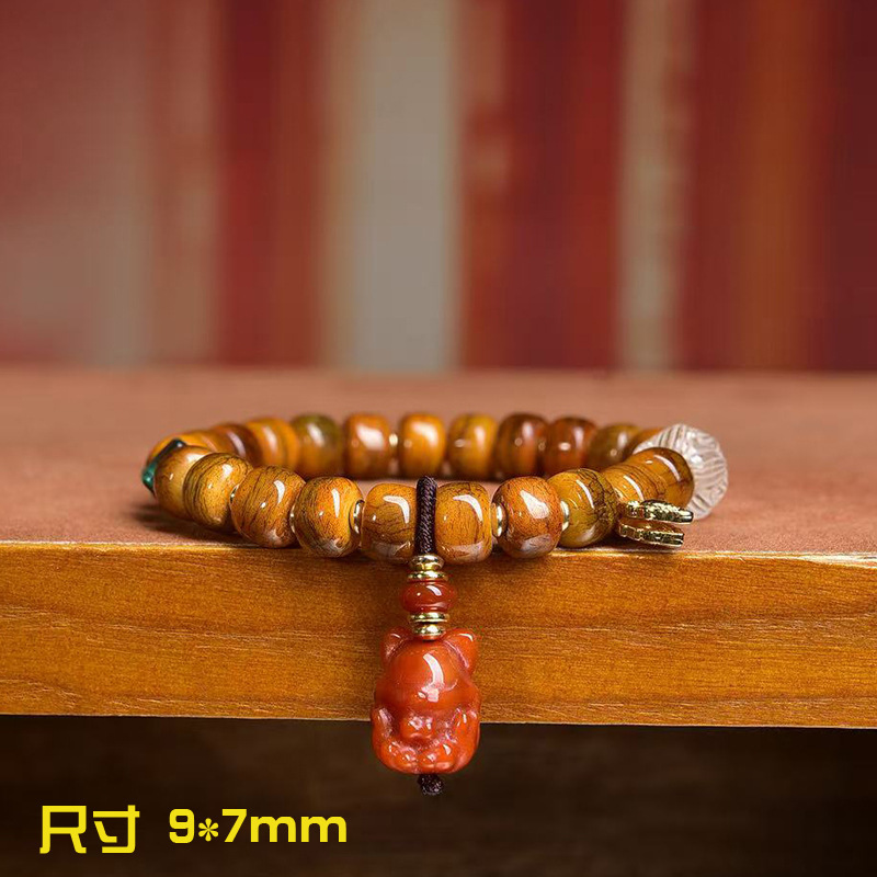 Vintage Collectible Glass - Backflow Yak Bone Beads Single-Wrap Bracelet