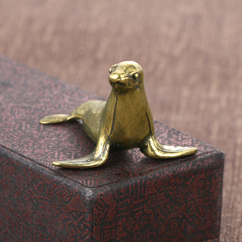 Vintage Collectible Christmas Ornaments - Brass Seal Desk Decoration Animal Copper