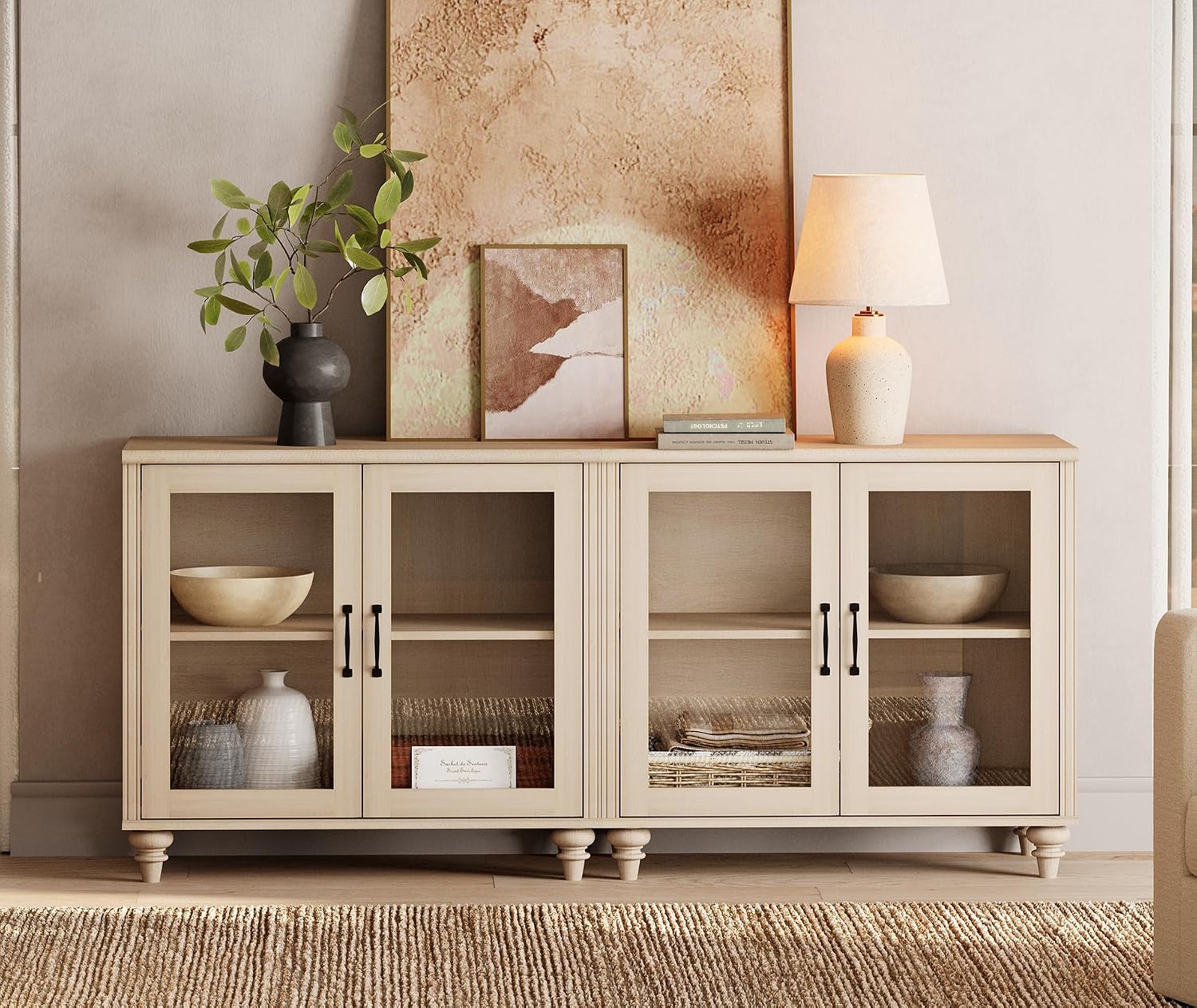 Wood Storage Sideboard Buffet  - đánh giá và giá Vintage Collectible Glass