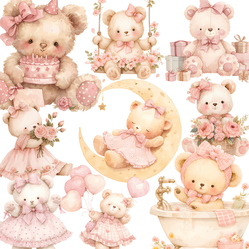 20Pcs/Pack Cute Bear Sticker D - đánh giá và giá Vintage Things Collection