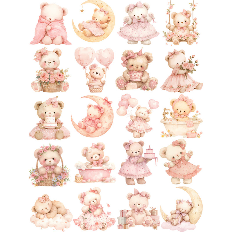 20Pcs/Pack Cute Bear Sticker D - đánh giá và giá Vintage Things Collection